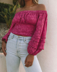 Nanette Textured Off The Shoulder Blouse - Magenta Ins Street