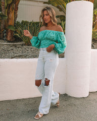 Nanette Textured Off The Shoulder Blouse - Teal Ins Street