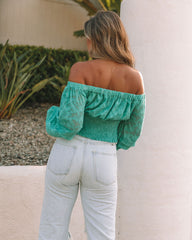 Nanette Textured Off The Shoulder Blouse - Teal Ins Street