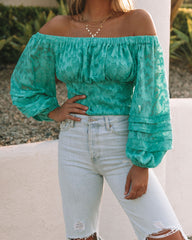 Nanette Textured Off The Shoulder Blouse - Teal Ins Street