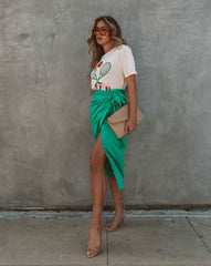 Devotion Wrap Midi Skirt - Green Ins Street