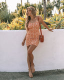 Amira Floral Halter Knit Mini Dress - Orange Multi