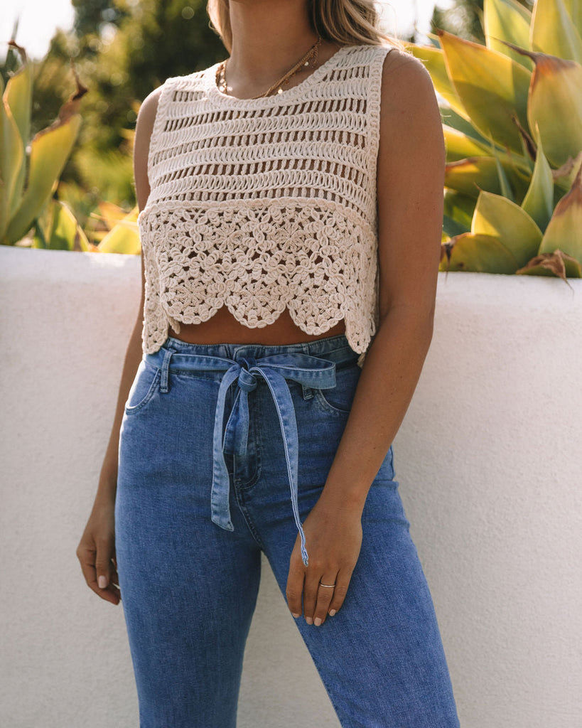 Nima Cotton Crochet Crop Top - Natural – InsStreet