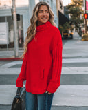 Veyda Ribbed Turtleneck Knit Sweater - Red - FINAL SALE MAIN-001