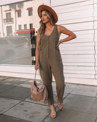 Westlynn Cotton Pocketed Jumpsuit - Olive Ins Street