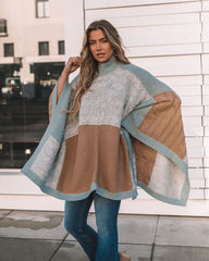 Whispers Of Winter Colorblock Cable Knit Poncho Ins Street