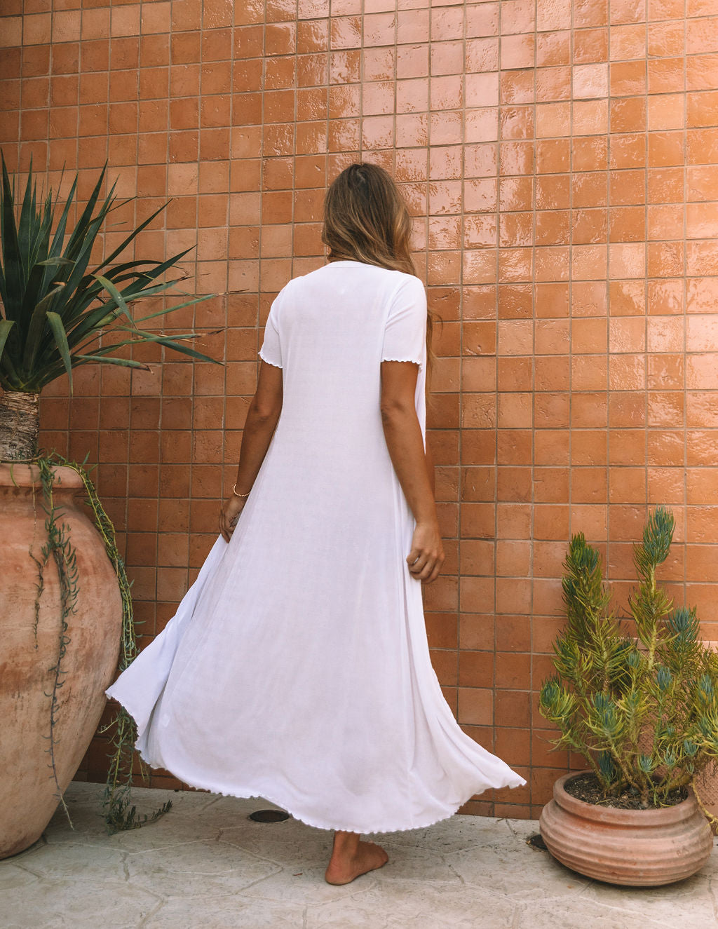Hot Springs Button Down Knit Maxi Dress - White - FINAL SALE Ins Street