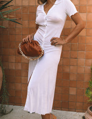 Hot Springs Button Down Knit Maxi Dress - White - FINAL SALE Ins Street