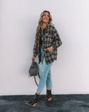 Hearst Pocketed Plaid Button Down Shacket - Charcoal - FINAL SALE