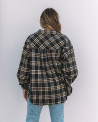 Hearst Pocketed Plaid Button Down Shacket - Charcoal - FINAL SALE Ins Street