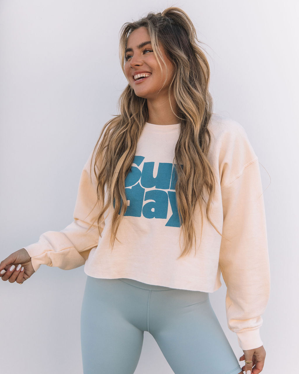 Sunday Cotton Blend Cropped Sweatshirt - FINAL SALE Ins Street