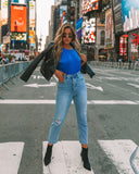 Times Square Padded Shoulder Blouse - Royal Blue - FINAL SALE TCEC-001