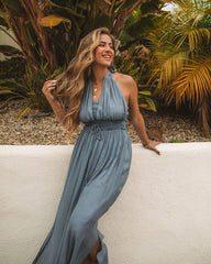 Iyan Smocked Halter Maxi Dress - Light Blue - FINAL SALE Ins Street