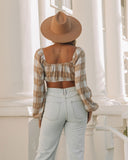Marty Plaid Tie Front Crop Top Ins Street