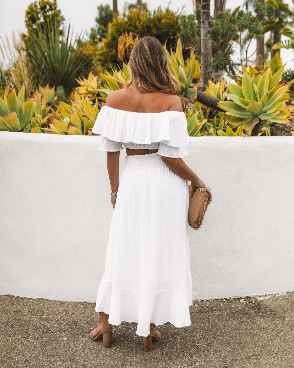 Huma Cotton Smocked Tassel Maxi Skirt - White - FINAL SALE Ins Street