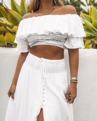 Huma Cotton Off The Shoulder Crop Top - White - FINAL SALE Ins Street