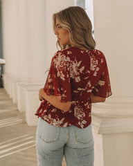 Sidney Floral Shimmer Peplum Blouse Ins Street