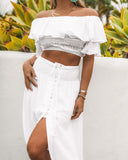 Huma Cotton Smocked Tassel Maxi Skirt - White - FINAL SALE Ins Street