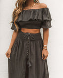 Huma Cotton Smocked Tassel Maxi Skirt - Carbon - FINAL SALE Ins Street