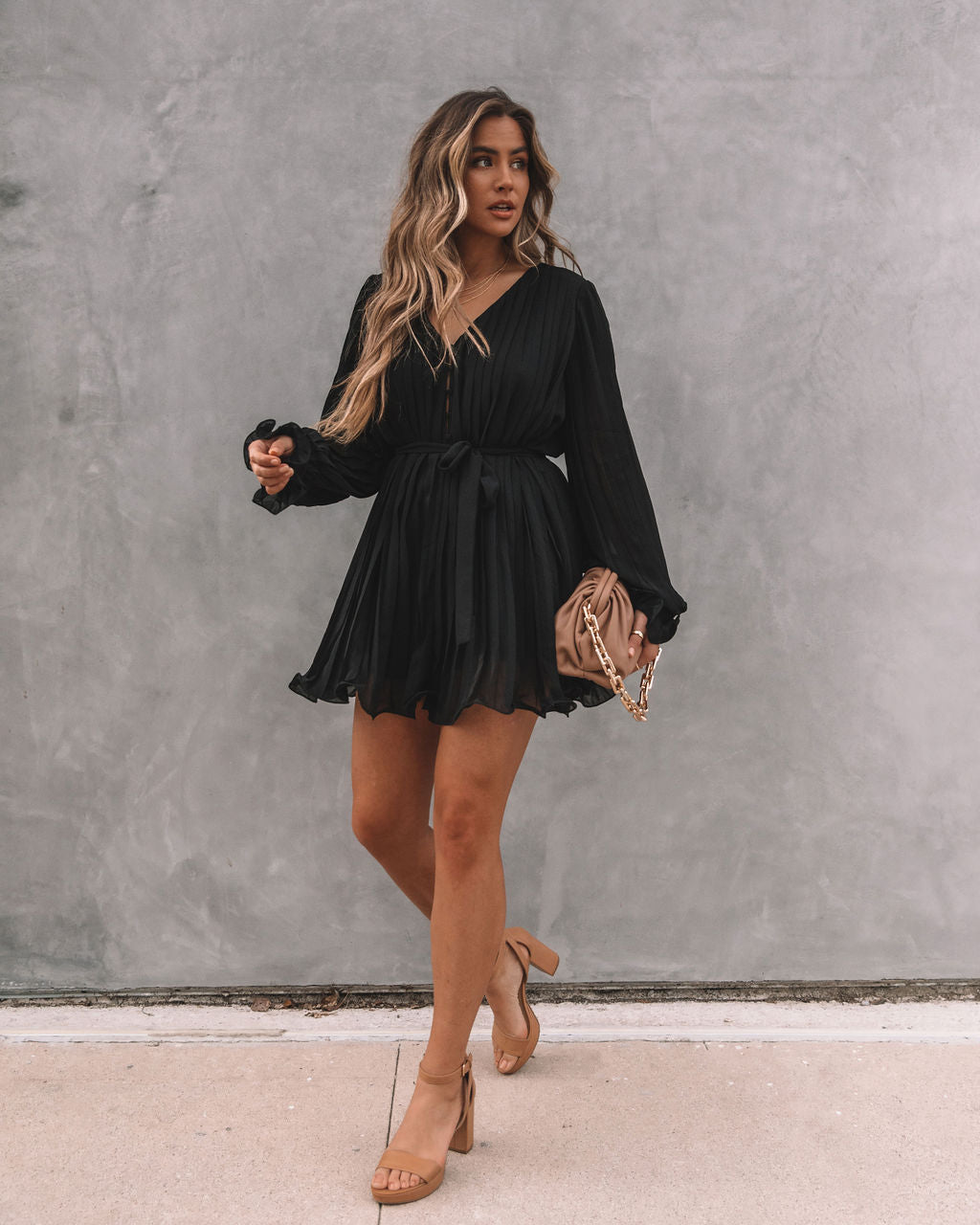 Found Love Pleated Romper - Black Ins Street