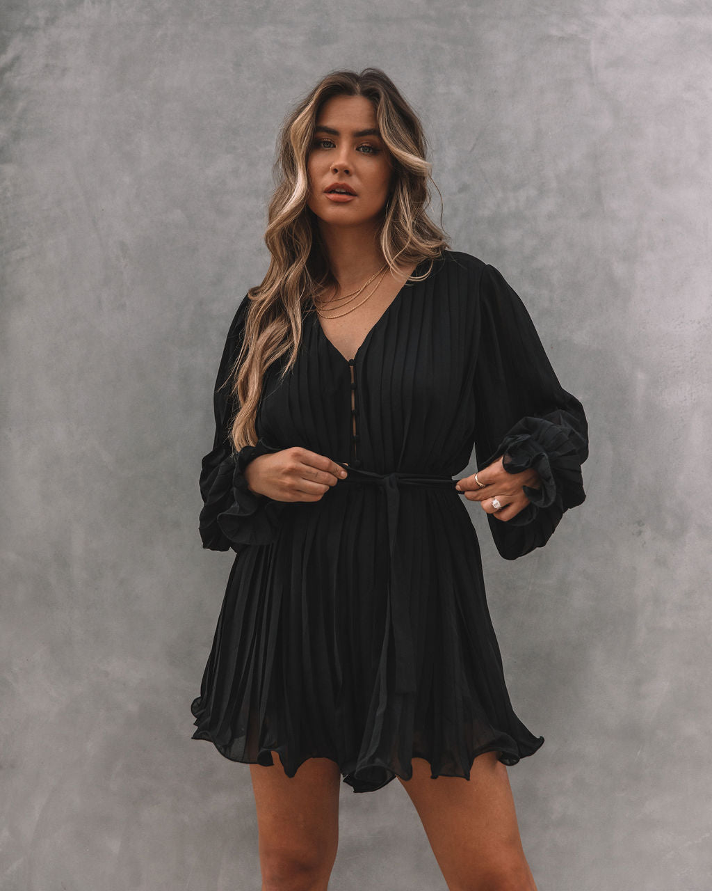 Found Love Pleated Romper - Black Ins Street