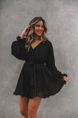 Found Love Pleated Romper - Black Ins Street