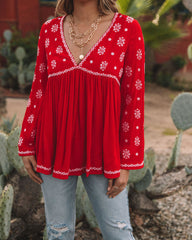 Roses And More Embroidered Tunic - Red Ins Street