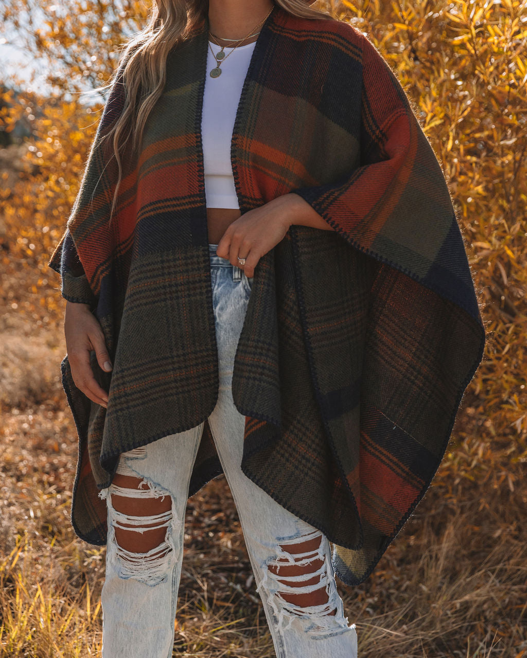 Treetops Reversible Plaid Ruana - FINAL SALE URBA-001