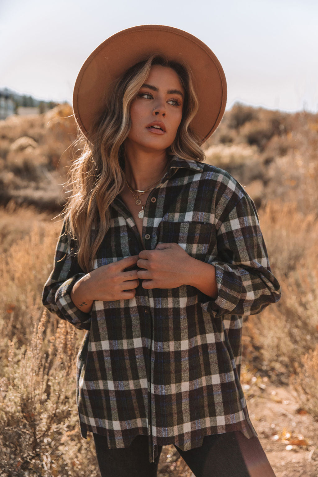 Jayce Cotton Distressed Plaid Button Down Top - FINAL SALE Ins Street