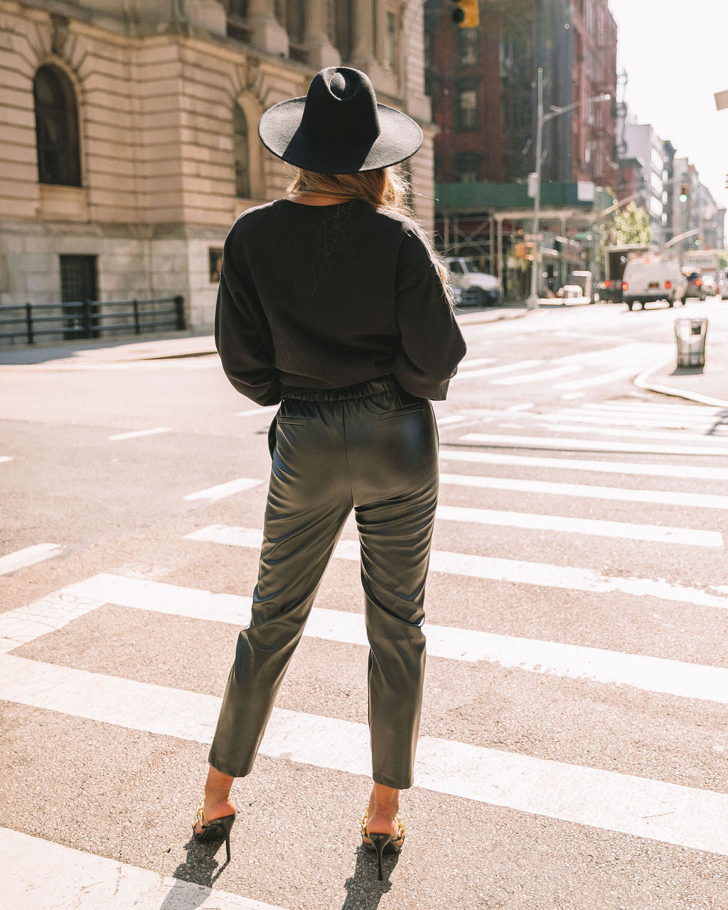 Levain Pocketed High Rise Faux Leather Pants Ins Street