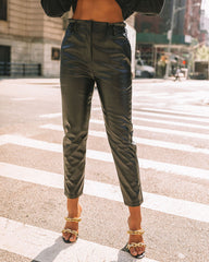 Levain Pocketed High Rise Faux Leather Pants Ins Street