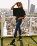 Riya Cropped Turtleneck Poncho Sweater - Black Ins Street