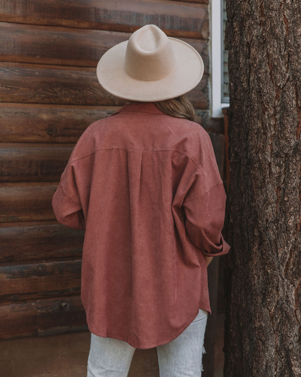 Refresh Pocketed Button Down Corduroy Top - Rosewood Ins Street