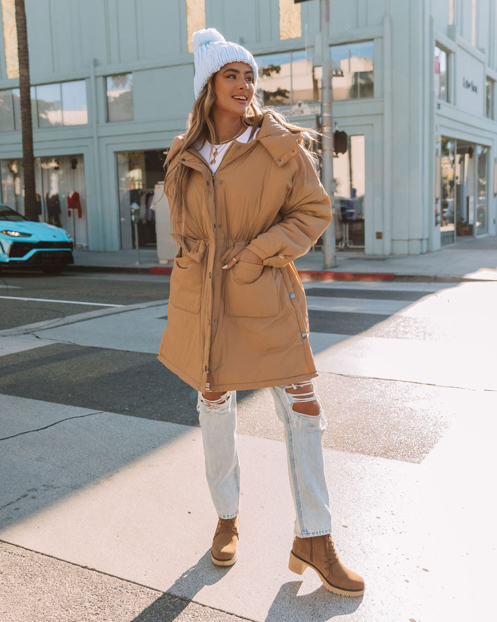 Cayo Pocketed Hooded Parka Jacket - Soft Camel - FINAL SALE Ins Street