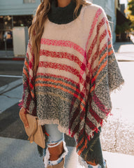 Jaslyn Plaid Turtleneck Poncho - Cream Multi - FINAL SALE Ins Street