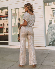 Wintour High Rise Sequin Pants - Champagne Ins Street