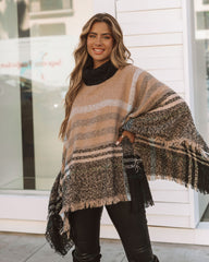 Jaslyn Plaid Turtleneck Poncho - Mocha Multi - FINAL SALE Ins Street