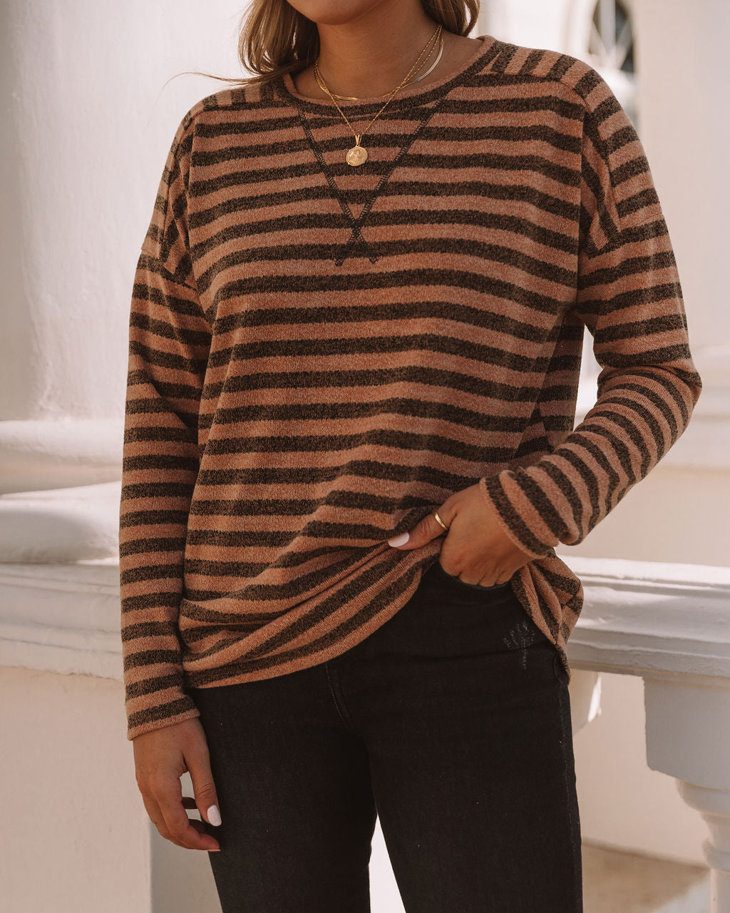 Keller Striped Knit Top - Tan - FINAL SALE Ins Street