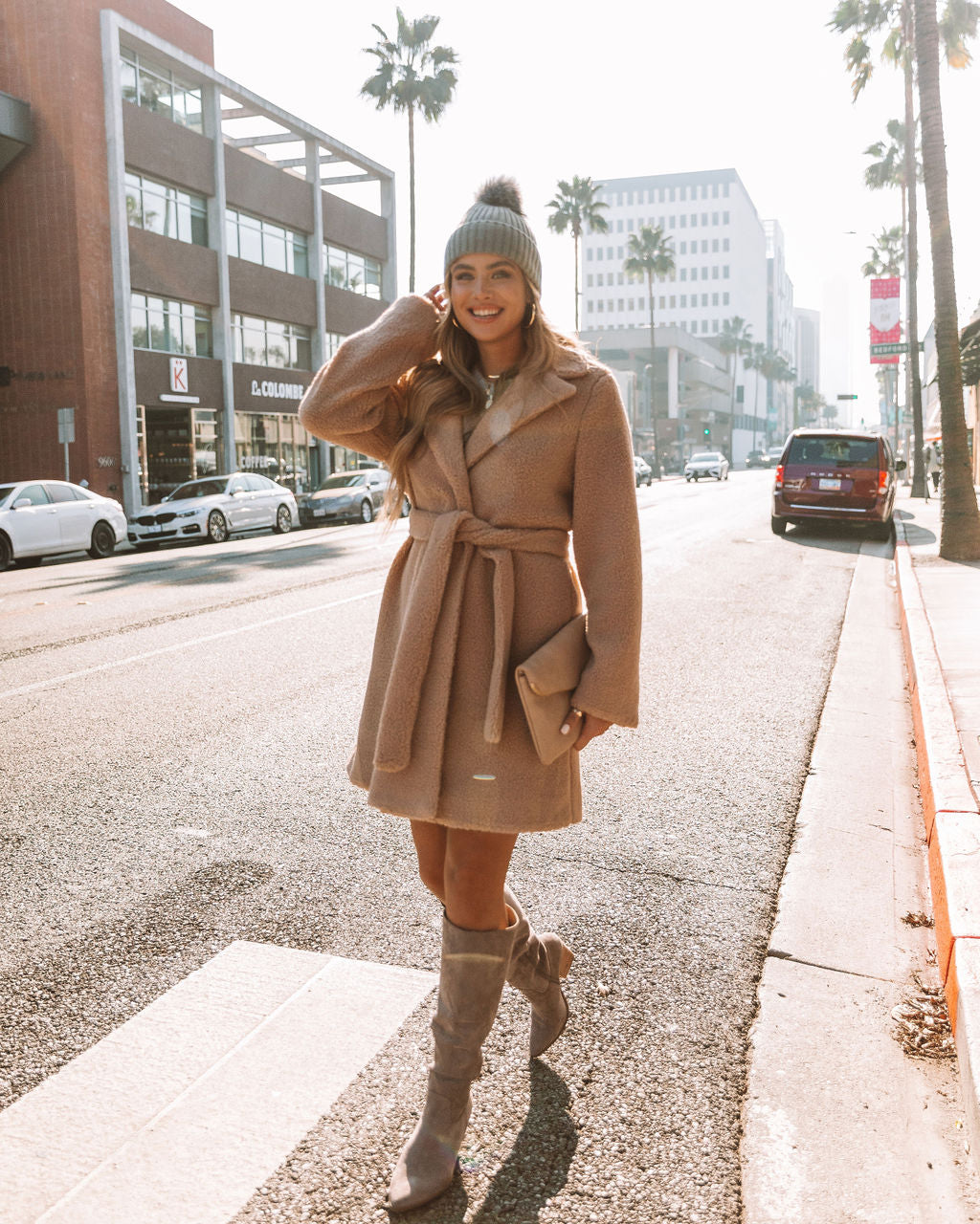 Jaron Belted Teddy Coat - Tan - FINAL SALE Ins Street