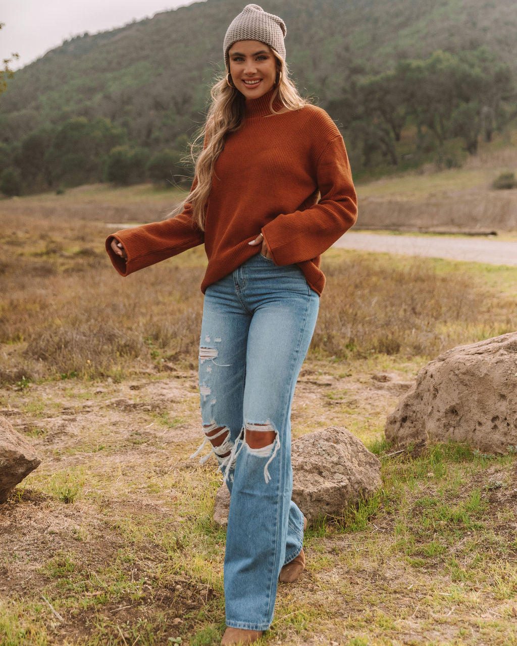 Indulgence Choker Cutout Sweater - Rust - FINAL SALE Ins Street