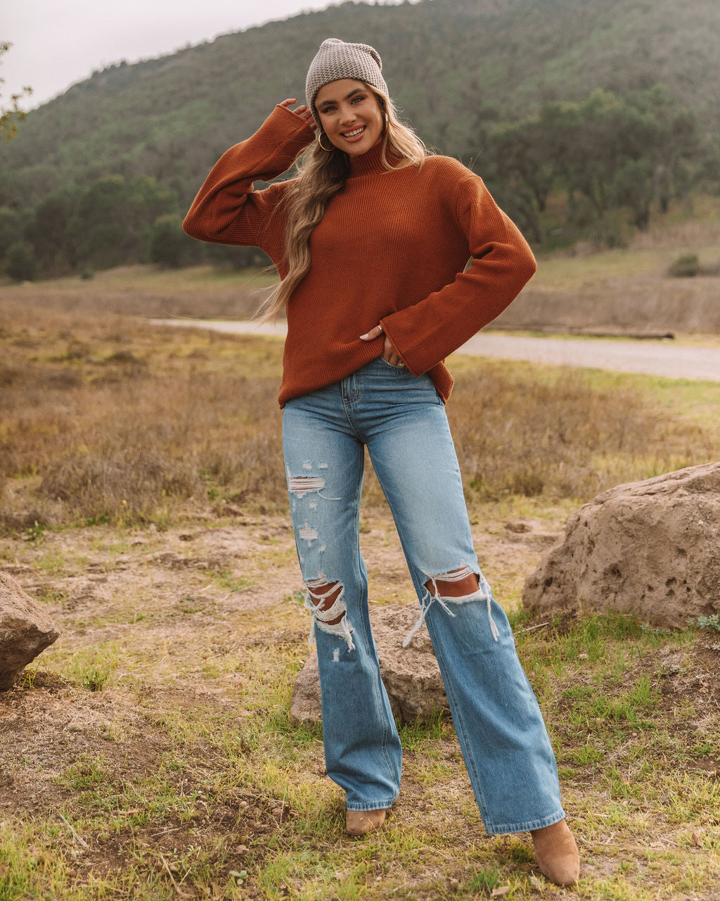 Indulgence Choker Cutout Sweater - Rust - FINAL SALE Ins Street