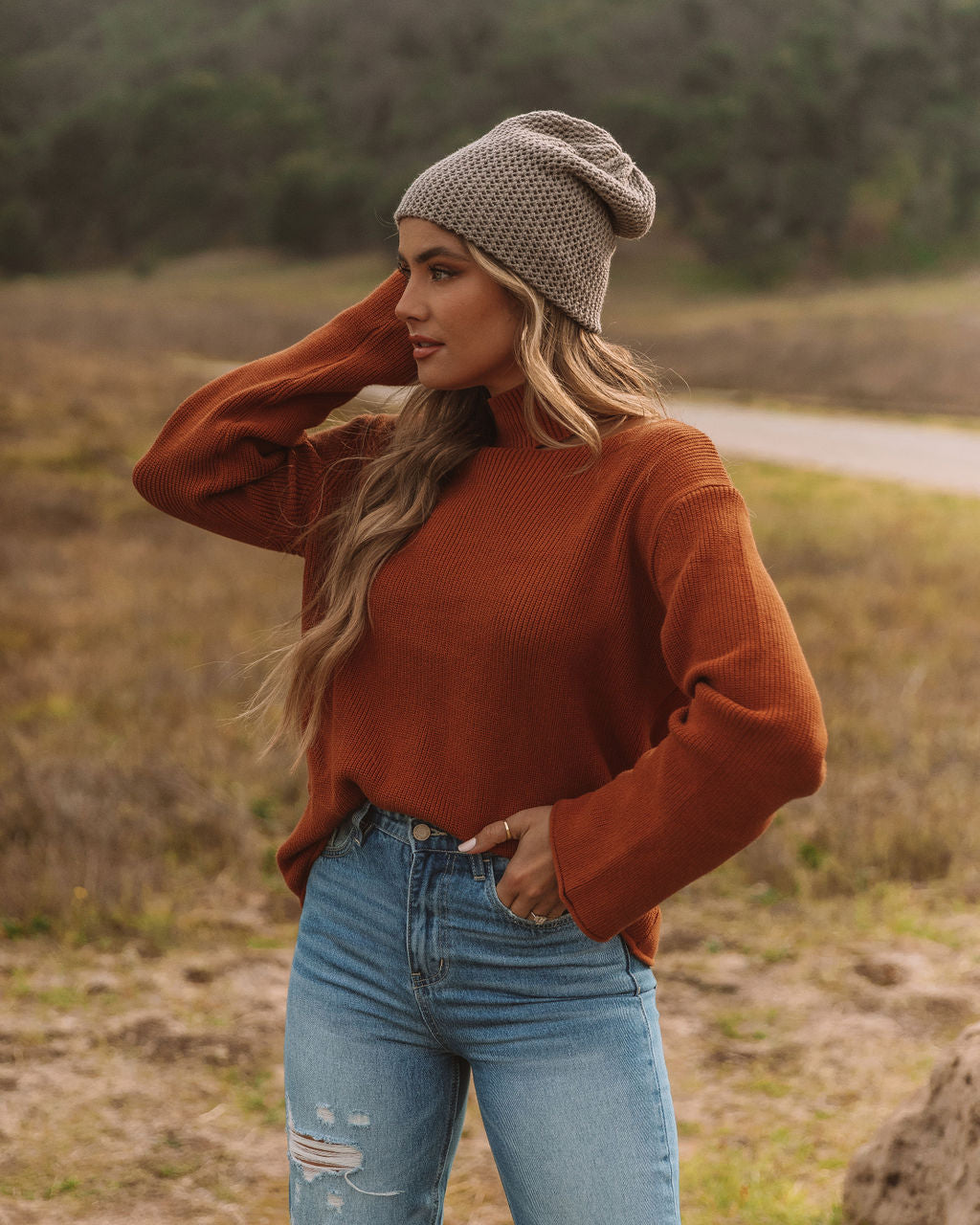 Indulgence Choker Cutout Sweater - Rust - FINAL SALE Ins Street