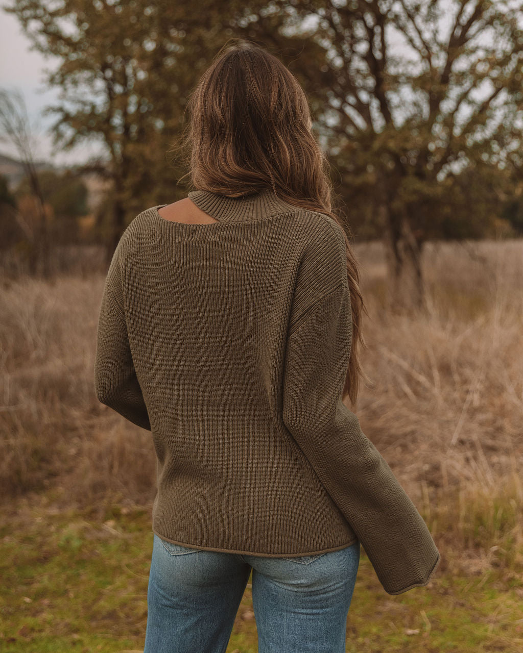 Indulgence Choker Cutout Sweater - Olive - FINAL SALE Ins Street