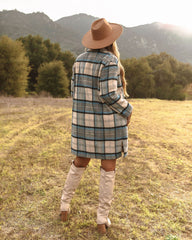 Igloo Pocketed Plaid Coat - Blue - FINAL SALE Ins Street