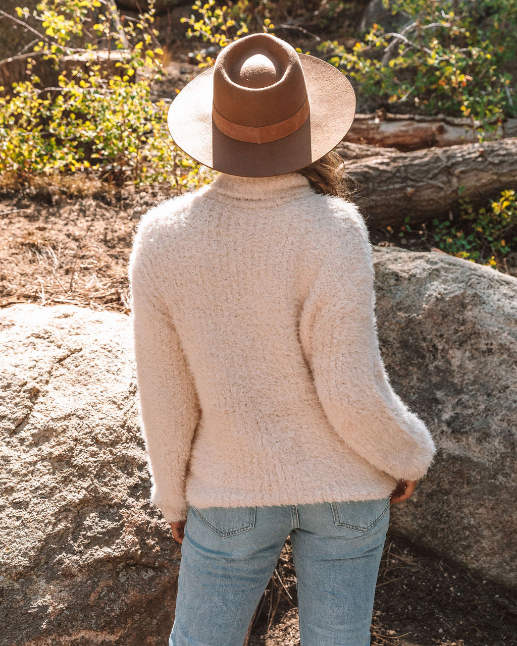 Above All Fuzzy Turtleneck Knit Sweater - Cream FLAT-001