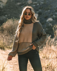 Nomi Cutout Colorblock Turtleneck Sweater Ins Street