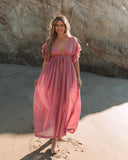 Anika Pocketed Button Down Ruffle Maxi Dress - Desert Rose