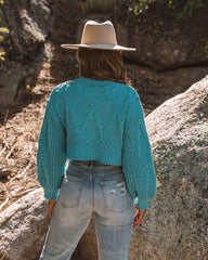 Tyler Button Front Chenille Crop Cardigan - Aqua - FINAL SALE POLA-001