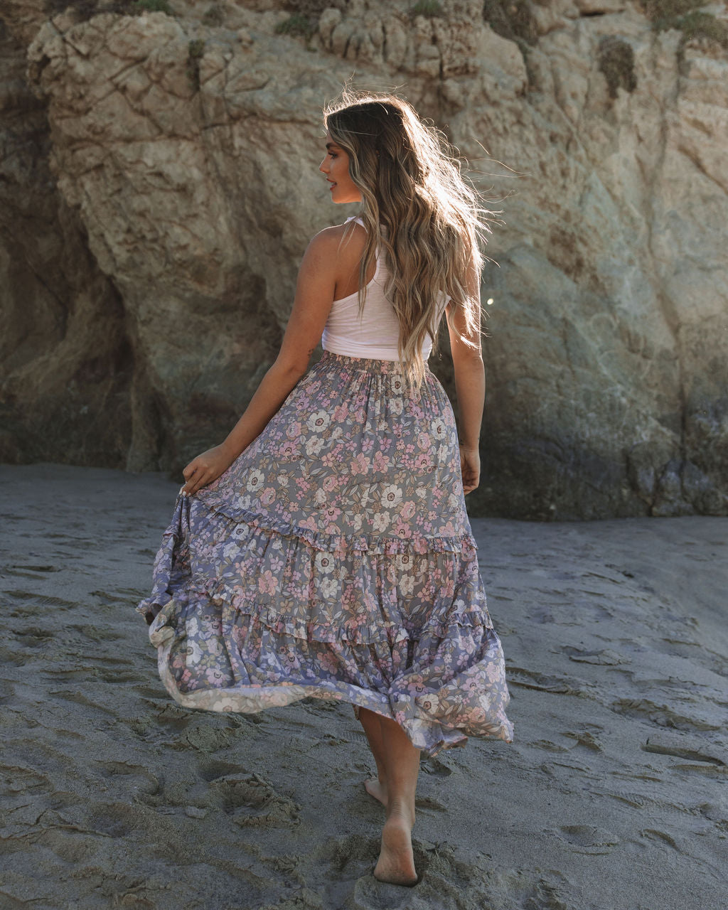 Stories We Tell Floral Tiered Maxi Skirt Ins Street