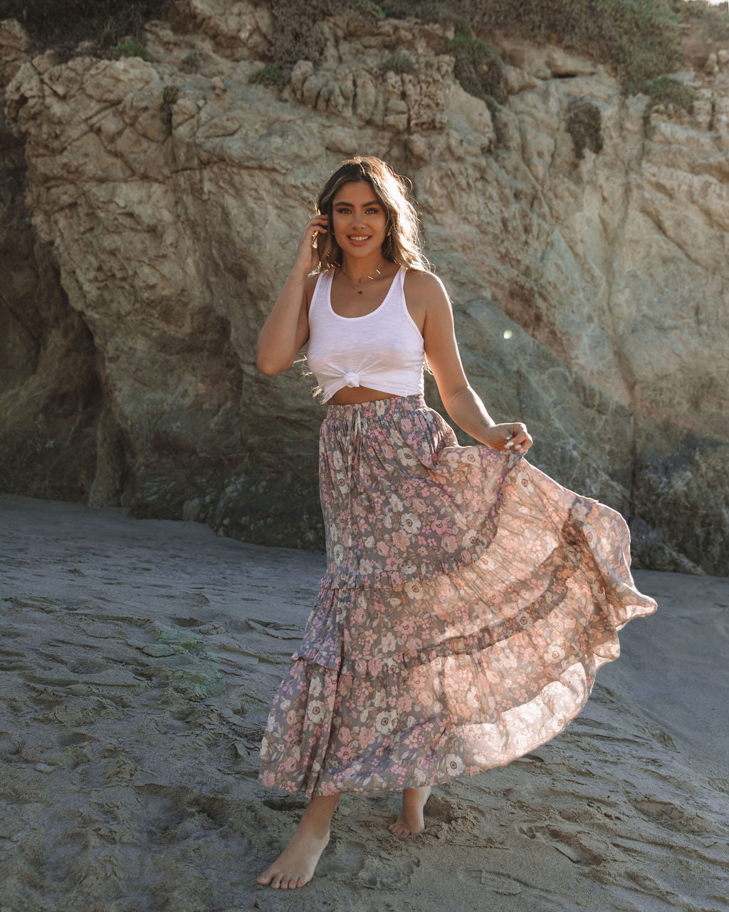 Stories We Tell Floral Tiered Maxi Skirt Ins Street